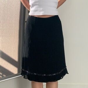 Vintage 80s Silk and Beaded Skirt
